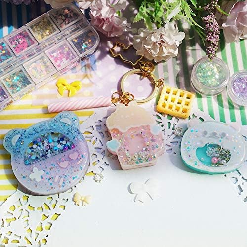 FUNSHOWCASE Epoxy Resin Shaker Molds Set Jewelry Casting Supplies, Bear, Chick, Sheep, Beer Mug, Game Console 5 Silicone Trays with 5 Seal Films, Height 2-2.4inch - Image 3