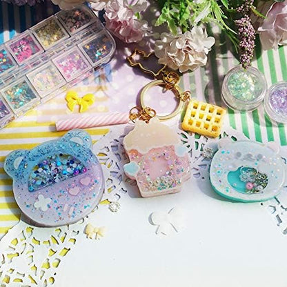 FUNSHOWCASE Epoxy Resin Shaker Molds Set Jewelry Casting Supplies, Bear, Chick, Sheep, Beer Mug, Game Console 5 Silicone Trays with 5 Seal Films, Height 2-2.4inch - Image 3