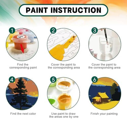 Framed Paint by Numbers Kit for Adults Beginner, Starry Night Easy Adult Paint by Number Kits on Canvas, DIY Acrylic Watercolor Landscape Oil Paint by Number for Adults for Home Decor Gift 8x12 Inch - Image 4