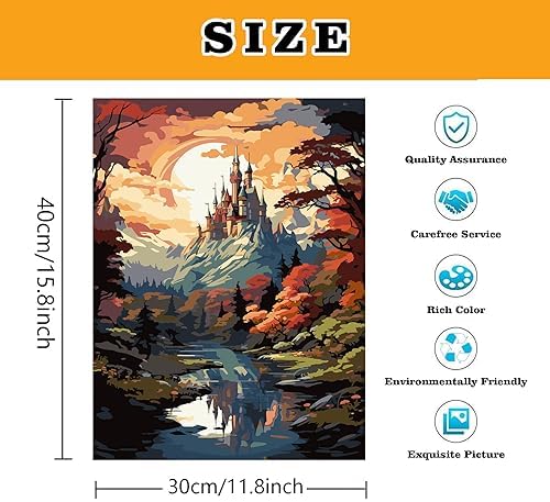 Meothan Paint by Numbers Kits for Adults Beginner 12''x16''(Castle) - Image 3