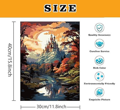 Meothan Paint by Numbers Kits for Adults Beginner 12''x16''(Castle) - Image 3