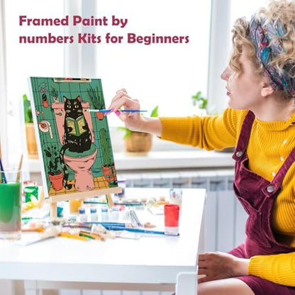 MOGTAA Paint by Numbers Kit for Adults with Frame, Cat Paint by Number Canvas, Paint by Numbers with Easel, DIY Animal Oil Painting Kit for Home Wall Decor 8 x 12 Inch - Image 4