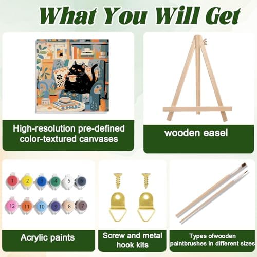 ICYANART Paint by Numbers for Adults Framed, Cat Number Painting 8x12In - Image 4