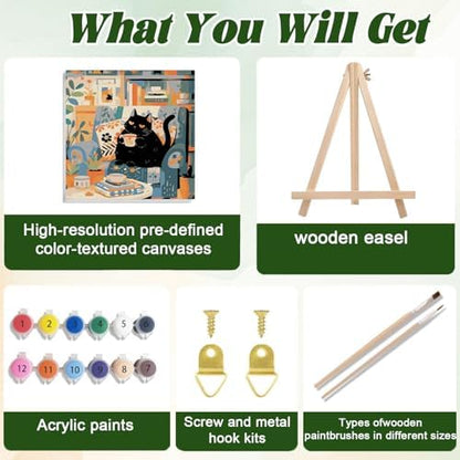 ICYANART Paint by Numbers for Adults Framed, Cat Number Painting 8x12In - Image 4