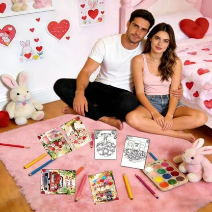 Niteform 12 Packs Valentine's Day Pre Drawn Canvas to Paint， 5x7 in Pre Printed Canvas Boards, Pre Stretched Outline Painting Kits for Beginners, Adults, Party Favors & Romantic Craft Activities - Image 5