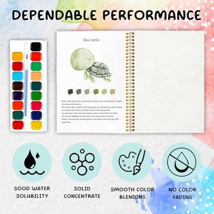 Marine Life Watercolor Workbook, Water Coloring Book, 12 Patterns, Ocean Dreams Watercolor Kit for Beginners, DIY Gift for Adults,Fun Family Art Activity and Gift - Image 3