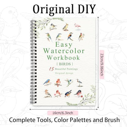 Watercolor Workbooks Birds, 15 Beautiful Paintings for Water Color Book Adult, Watercolor Coloring Book for Beginners, Watercolor Workbook for Adults Teens (Without Palette, Birds) - Image 3