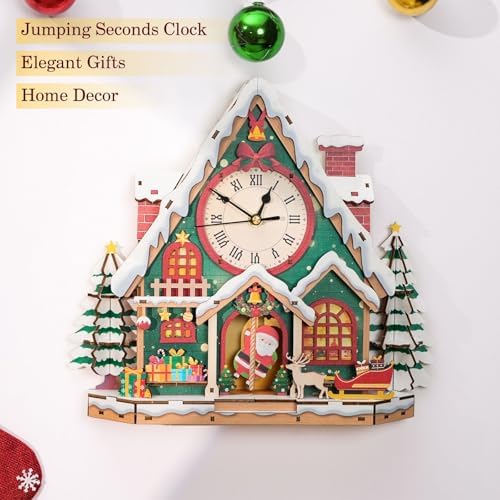3D Puzzles for Adults, Christmas Snow House Wall Clock 3D Wooden Puzzles Clock Kits for DIY Birthday Gift for Women Men Home Decor Holiday Christmas - Image 6