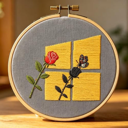 Rose Embroidery Kits for Beginners Adults, Hand Embroidery Starters Kits, Floral Stamped Cross Stitch Kits Needlepoint Kits for Adults Anniversary Valentine's Day Gift, Embroidery Hoop, Video Tutorial - Image 5