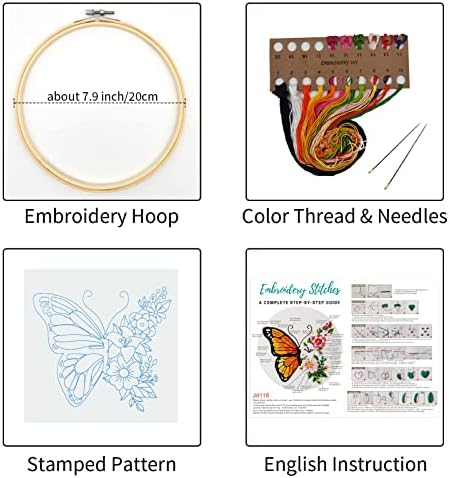Louise Maelys Floral Butterfly Embroidery Kit for Beginners Nature Craft - Image 2