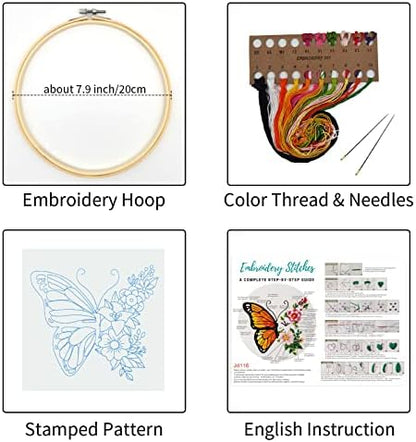 Louise Maelys Floral Butterfly Embroidery Kit for Beginners Nature Craft - Image 2