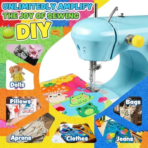 Sewing Machine for Beginners, Electric Mini Sewing Machine for Mending & DIY Crafts, Dual Speed Small Portable Sewing Machine with Full Sewing Kits, Foot Pedal & Extension Table, Easy for Kids&Adults - Image 2