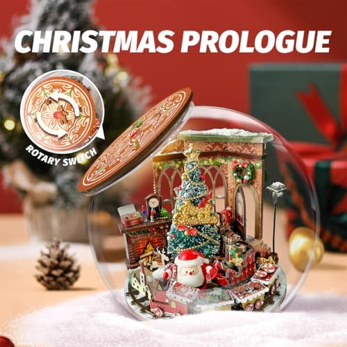 Dollhouse Miniature DIY House Kit Creative Room with Furniture and Glass Cover for Adult to Building, Halloween/Home Decorations/Gifts for Family and Friends (2PCS) - Image 2