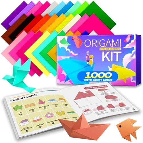 Praisebank Origami Paper (Multi-colored, 6 x 6 Inch /1000 Sheets), Origami Kit with Guide & Double Sided Color by Praisebank