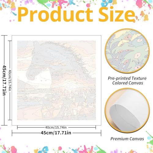 Horse Paint by Numbers Kit for Adults, 16x16 inch - Image 3