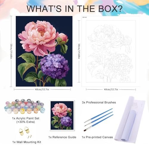 Natuyalo Flowers Paint by Numbers Kits for Adults, Pink and Purple Flowers Painting by Numbers Kits for Beginner, Adult Acrylic Kits on Canvas Home Wall Decor 16x20 inch - Image 5