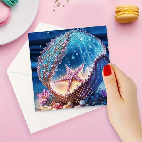 LSQFS 6 Pack Ocean Diamond Art Greeting Cards for Adults,5.9x5.9in - Image 6