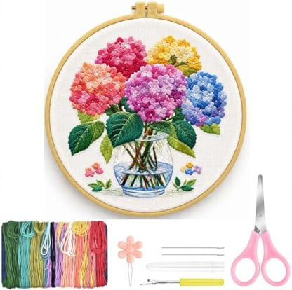 niurenmaoyi Hydrangea Embroidery Kit for Beginners,Sewing Kit for Adults - Image 2