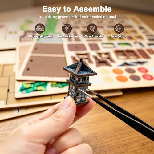 DIY Japanese Miniature House Kit, DIY Miniature Japanese Sushi Shop Dollhouse, 3D Wooden Sushi House Kit with LED Lights & Furniture, Creative Home Decor Birthday Gift Hands Craft for Adults - Image 6