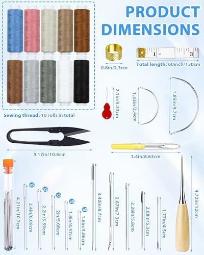 Upholstery Repair Sewing Kit, Heavy Duty Sewing Kit with Sewing Awl, 47PCS - Image 2