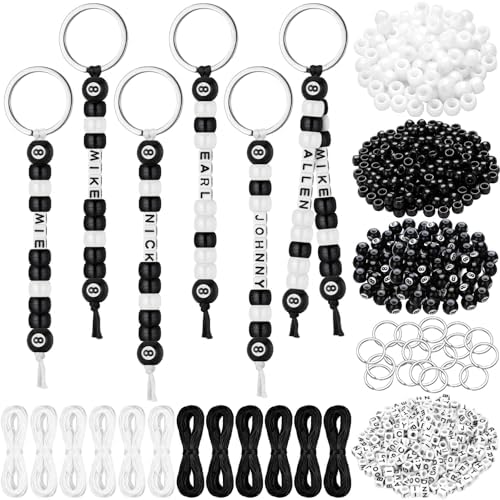 Landical 564 Pcs 8 Ball Keychain Making Kit DIY Name Bead Craft Black White by Landical