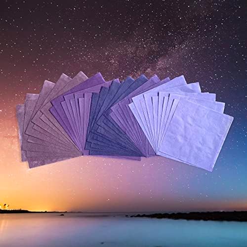 Natural Fiber Mulberry Paper Sheets 6 x 6 Inches, 50 PCS Handmade Craft Paper for Origami, Scrapbooking, Card Making, DIY Decoration, Mixed Media Art (Purple Tone, 6x6 Inch) - Image 3