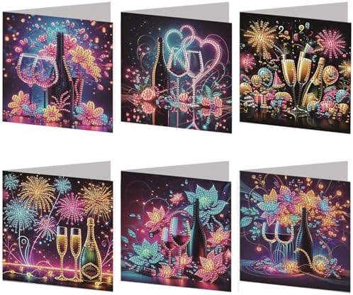 C'eitura 6Pcs Celebration DIY Diamond Art Painting Greeting Cards Kit | Congratulations Thank You Birthday Graduation Cards | All Occasion Party Theme Blank Note Cards for Kids & Adults by C%27eitura
