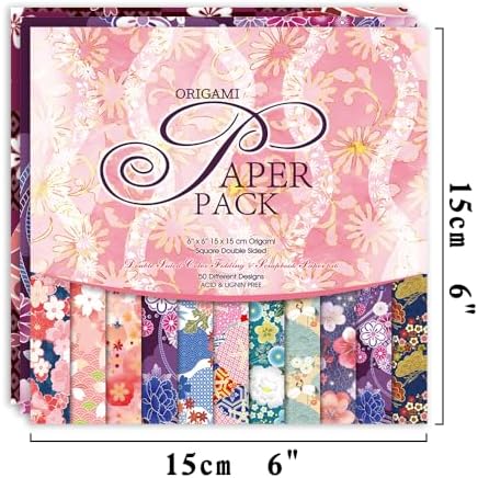 Origami Paper 50 Sheets, 6-Inch Square Double Sided Colored Craft Paper - Image 2