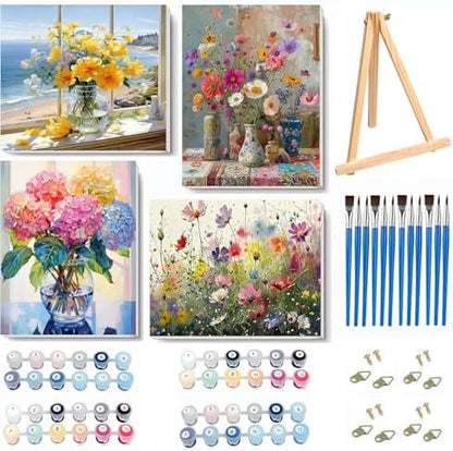 VIGEGU 4 Pack Paint by Numbers Kit for Adults with Frame by VIGEGU