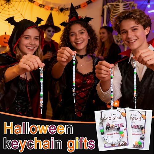 Tuhangcc 773 Pcs DIY Keychain Making Kit，Adjustable Letter Alphabet Beads Strings,Keychain Skull Head Beads,16 Charm Cards with Lobster Clasps & Strings for Halloween Party Favors - Image 7