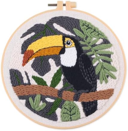 Myfelicity Punch Needle Embroidery Kit, Beginner Craft Set with Animal Pattern Design, 7.9 Inch Hoop (Toucan) - Image 7