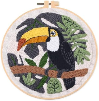 Myfelicity Punch Needle Embroidery Kit, Beginner Craft Set with Animal Pattern Design, 7.9 Inch Hoop (Toucan) - Image 7
