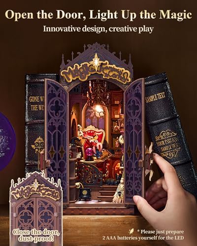 Rolife LED Book Nook Kit Magic Fantasy Corner, DIY Booknook Kit 3D Creative Decorative Bookend Bookshelf Insert, Halloween/Christmas Decorations/Gifts for Adults (Magic Fantasy Corner) - Image 2