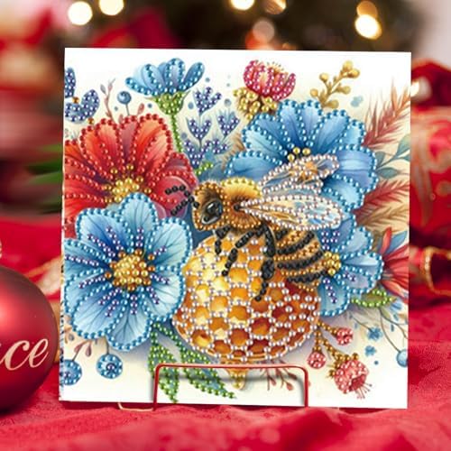 Diamond Art Cards with Envelopes–6PCS DIY Diamond Painting Greeting Cards Kit | Card Making Kit with Bling for Adults & Beginners | Birthday,Holiday & Thank You Cards (Flower Ladybug and Bee) - Image 7
