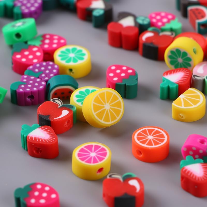 100pcs Mixed Fruit Polymer Clay Spacer Beads for Women Jewelry Making DIY Bracelet Necklace Hair Clip Accessories (Fruit) - Image 6
