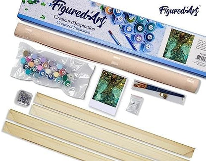 Figured'Art Paint by Numbers Kit for Adults Fairy Tree 16"x20" - Craft Art Painting Rolled Canvas with DIY Wooden Frame - Image 5