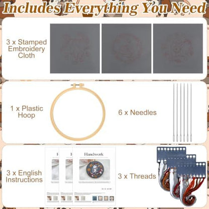 Mindsoft 3 Set Needlepoint Kit for Beginners with Hoop,Autumn Possum - Image 3