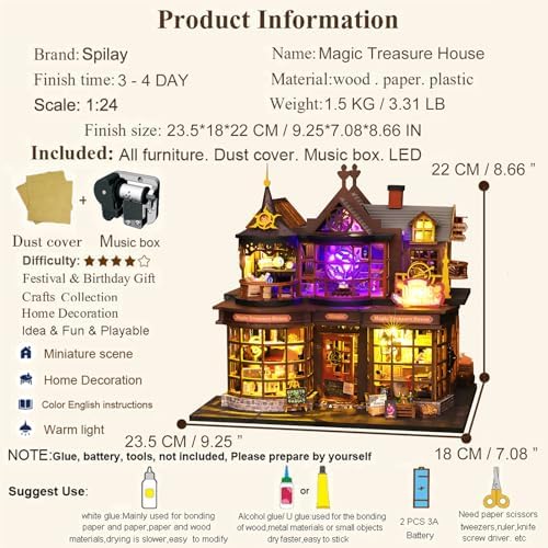 Spilay DIY Miniature House Kit for Adults, Miniature Dollhouse Kit - Image 4