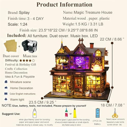 Spilay DIY Miniature House Kit for Adults, Miniature Dollhouse Kit - Image 4