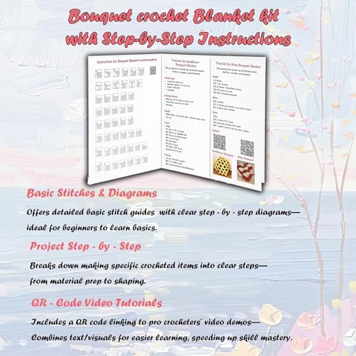 Yarniss Rose Crochet Blanket Kit for Beginners, Yarn & Video Tutorial - Image 4