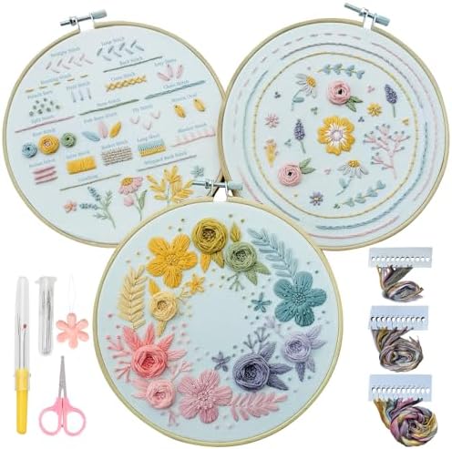 Embroidery Kit for Beginners,Learn 22 Stitches with Instructions & Video by Unknown
