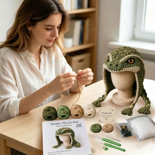 Fantasy Hood Hat DIY Crochet Kit Series for Beginners (Green) - Image 5