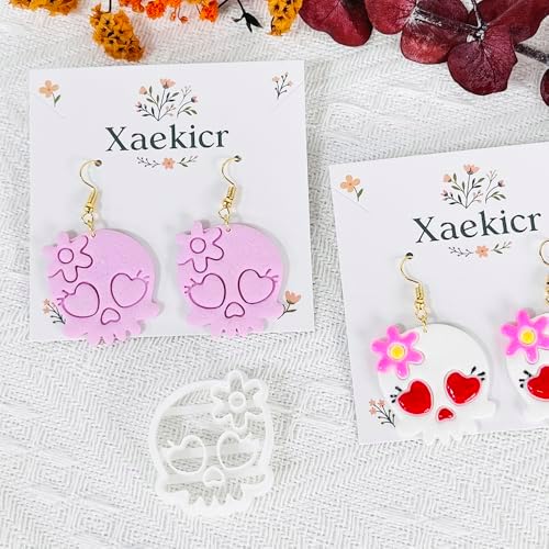 Xaekicr Heart Skull Polymer Clay Cutters for Earrings – 1pc Cute Skull Clay Earring Cutters, Polymer Clay Molds, Halloween Clay Tools - Image 4