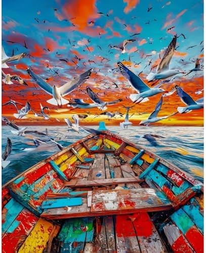 koemhxb Paint by Numbers for Adult, Sunset Ocean Paint by Numbers Kit for Adults Beginners, DIY Seascape Acrylic Painting on Canvas for Home Wall Art Decor 16x20 Inch by Koemhxb