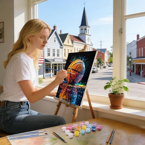4 Pack Paint by Numbers Kit for Adults Beginner,Ball Sports 12x16 In - Image 4