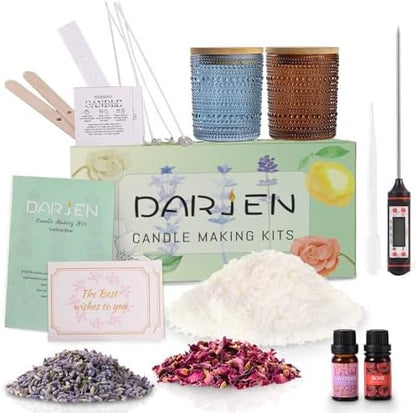 DARJEN Candle Making Kit for Beginners, 2 Jars Soy Wax Scented DIY Set by DARJEN
