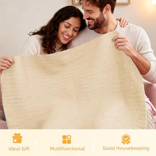 Aeelike Crochet Blanket Kit for Beginners, Easy Soft Crochet Kit, Khaki - Image 6