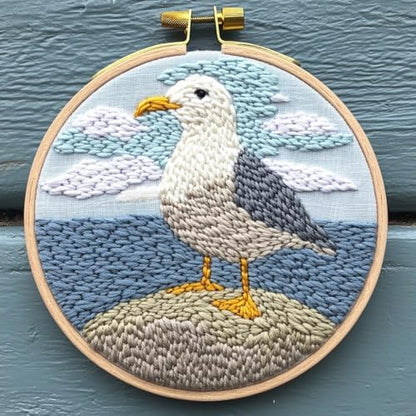 Punch Needle kit for Beginners, Ocean Seagull on Stone Pattern, Punch Stitching kit for Adults, Needle Punch Kits for Adults by Unknown