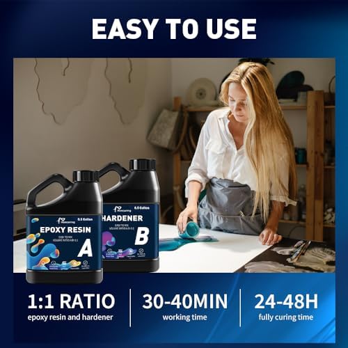 Honcaring Epoxy Resin 1 Gal Kit, Hard Type Epoxy Resin Kit, Less Bubble & Low Odor Resin Epoxy for Casting, Jewelry Making, Art Resin, Easy Mix Ratio 1:1 (0.5 Gallon×2) - Image 2