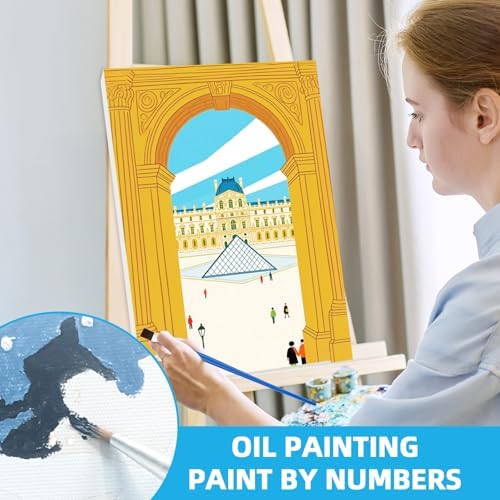 EggSun 6 Pack Framed Paint by Numbers Kit for Adults,Beginners with Wooden Easel,DIY Acrylic Oil Painting Paint by Numbers Kits on Canvas for Home Decor(Scenery-Cityscape,8x12Inch) - Image 2